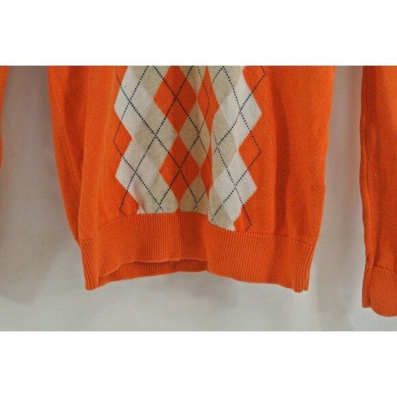 Tommy Hilfiger Sweater Orange Tartan Size Extra Small 100% Pima Cotton XS - Picture 5 of 10